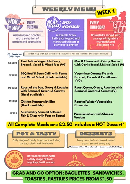 Week One Menu - AutumnTerm A photo of the school menu